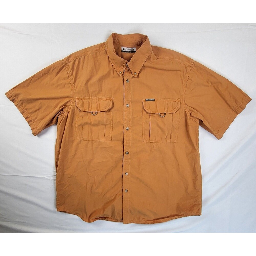 Columbia Sportswear Men's L/XL(?) Burnt Orange Short Sleeve Button-Up Shirt